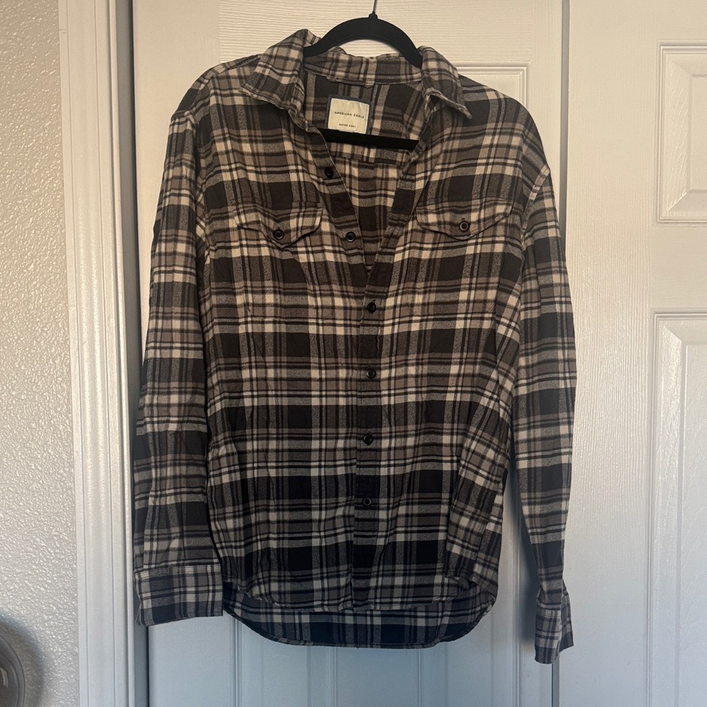 American Eagle Outfitters Monochrome Plaid Flannel